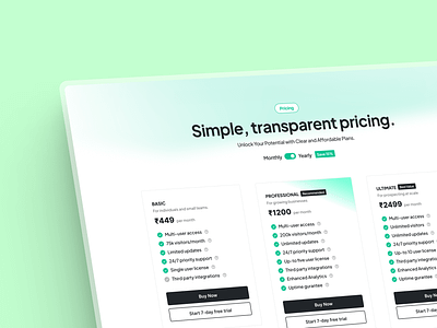 SaaS Pricing Page app clean design design price pricing pricing page pricingpage pricingpagedesign rupees saas simple ui