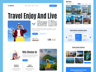 Wanderlust- Travel Agency landing page agency agency landingpage figma landingpage tavel landingpage travel travel agency ui ui design uiux web design website design