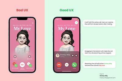 iOS call screen UI redesign call screen good ui good ux good vs bad ui good vs bad ux ios