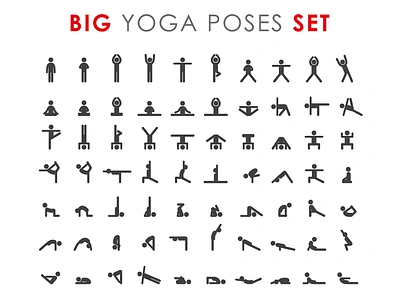 Yoga Poses asana design graphic design illustration poses set typography vector yoga