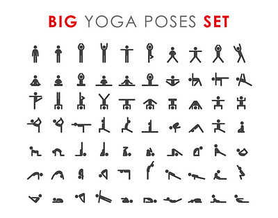 Yoga Poses asana design graphic design illustration poses set typography vector yoga