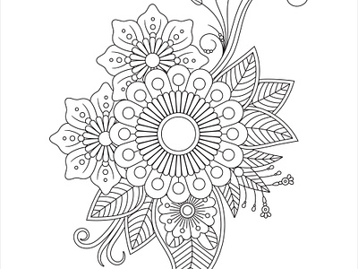 Mehndi Flower Coloring Page for Adult adult coloring book coloring book coloring page design drawing flower flower coloring book graphic graphic design illustration line art line drawing