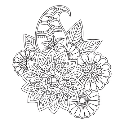 Mehndi Flower Coloring Page for Adult adult coloring book adult coloring page coloring book coloring page design drawing flower flower coloring book flower coloring page graphic graphic design line art