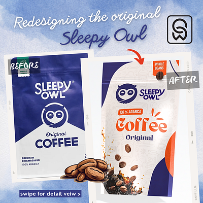 SLEEPY OWL - PRODUCT PACKAGING & DESIGN graphic design productpackaging sleepyowlcoffee social media post visualidentity