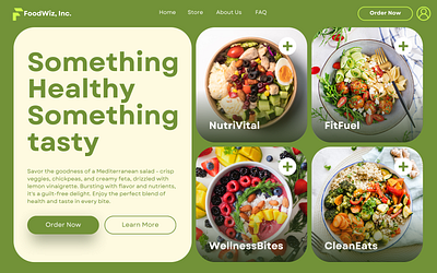 FoodWiz - Food Landing Page colors dribbble foodprooduct graphic design green landing page light colours modern design onepage ui