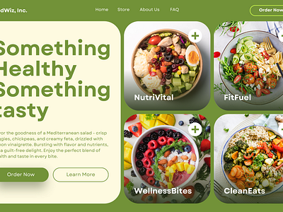 FoodWiz - Food Landing Page colors dribbble foodprooduct graphic design green landing page light colours modern design onepage ui