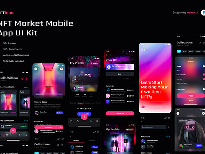 NFT Market Mobile App UI Kit figma figma components mobile app mobile app design mobile app ui kit nft nft market mobile app ui kit nft marketplace ui design ui kit ui ux ux design