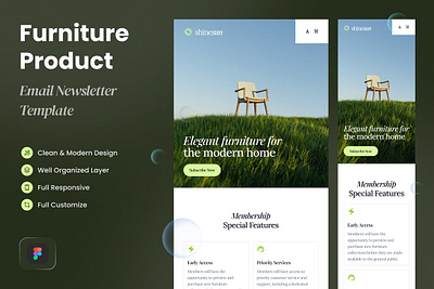 Furniture Product Email Newsletter design kit email email marketing email template figma furniture landing page newsletter product email newsletter saas landing sketch startup landing page theme ui kit website design website template