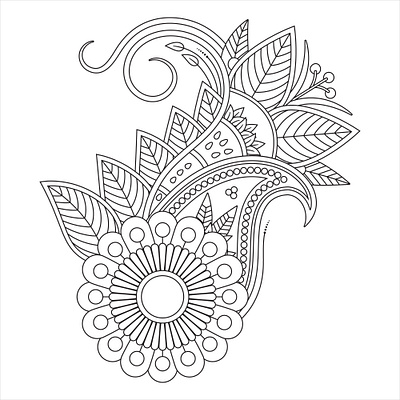 Mehndi Flower Coloring Page for Adult adult coloring book adult coloring page coloring book coloring book] coloring page coloring page for adut design drawing flower graphic line art