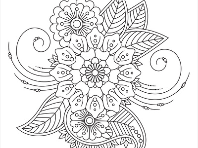 Mehndi Flower Coloring Page for Adult adult coloring book adult coloring page coloring book coloring page design drawing flower flower coloring book graphic line art