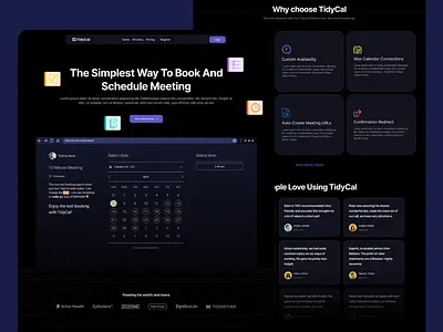 TidyCal website redesign ( UI/UX Design) saas landing page saas website ui ui design uiux ux design web app web design website design