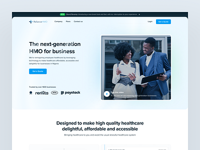 Reliance HMO bento clean design faq health healthcare hero section landing page modern testmonials ui uidesign ux uxdesign website
