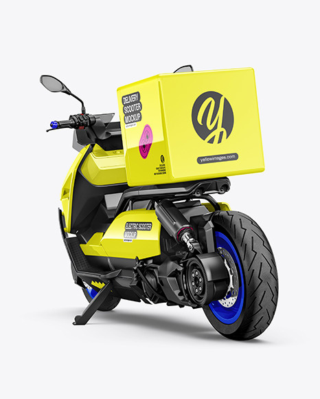 Download Electric Delivery Scooter Mockup - Back Half Side View by