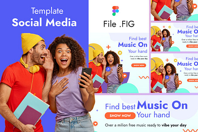 Social media music promotion face mask facebook ads instagram carousel linkedin cover social media canva social media music promotion template twitter