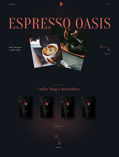 Coffee Shop Hero Design branding coffee coffee shop design e commerce e shop graphic design hero landing page logo ui webdesign