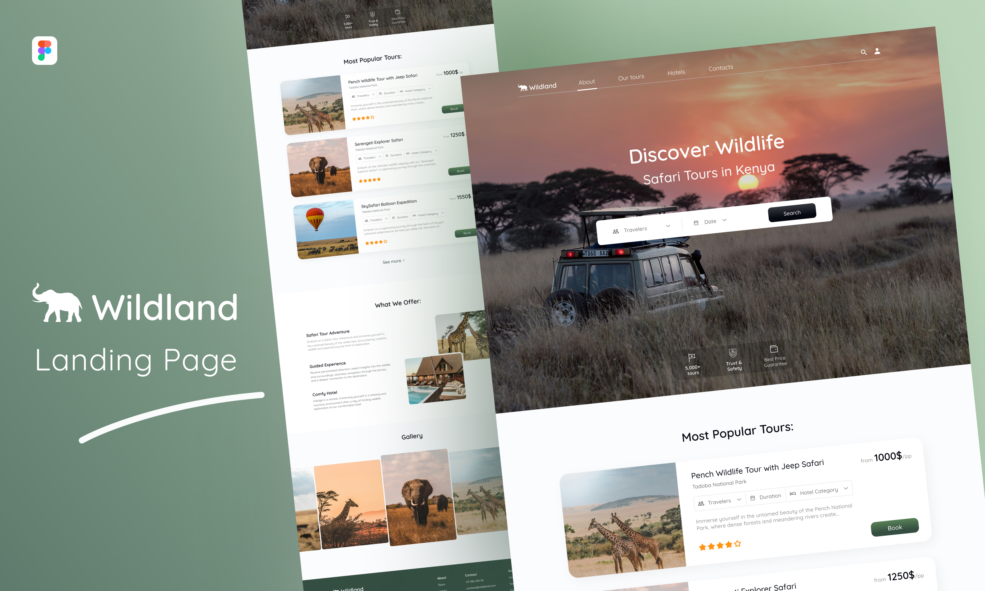 Wildland Landing Page UI/UX Design figma landing page project responsive design safari ui uiux user experience user research ux ux design web web design