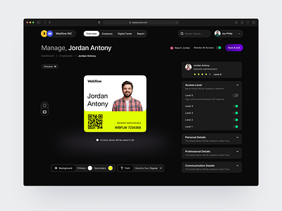 Manage Employee Access - HYPE accesscard business companies creative dashboard design employees manage overview safety security tech ui ux webdesign website