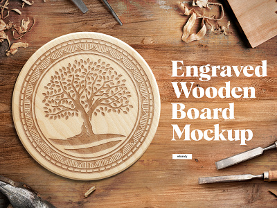 Engraved Wooden Board Mockups planks