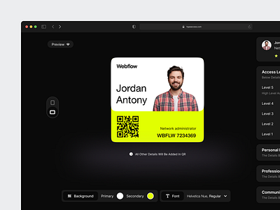 Access Card Customisation - HYPE accesscard creative custom design homepage lemployees manage qr safety security typography ui ux webdesign website webui
