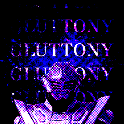 #NGERANDOM Ouja (Gluttony from Seven Deadly Sins) abstract design gradient graphic design halftone kamen rider noise