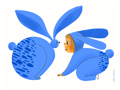 Easter bunnies blue bunny character characterdesign children cute easter easter bunny illustration illustrator oster osterhase rabbit