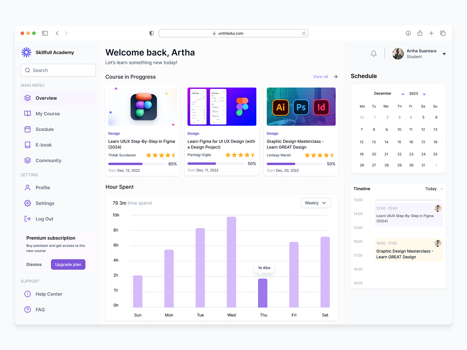 E - Learning dashboard Design by Artha Suantara on Dribbble