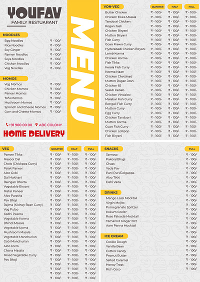 Food Menu Design Template design food menu product template yellow