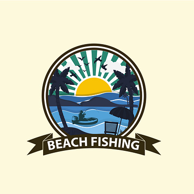 Beach Fishing graphic design logo