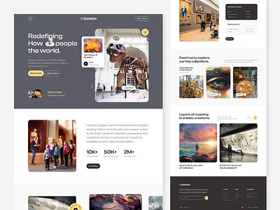 Exhibit - Digital Museum Website clean digital artwork entertainment gallery landing page minimal museum saas student ui ux ux