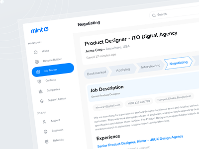 Minto - AI Resume Builder Job Tacker Dashboard Design dashboard product design saas dashboard uiux