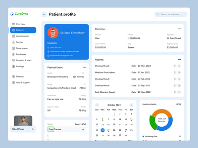 CureSync - Patient Profile Dashboard crm dashboard dashboard design medical medical admin medicine patient profile responsive saas ui uiux