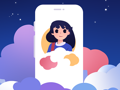 illustration clouds adobe illustrator cartoon cloud clouds cute gradient illustration phone vector women