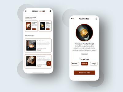 Coffee house app UI design graphic design ui ux