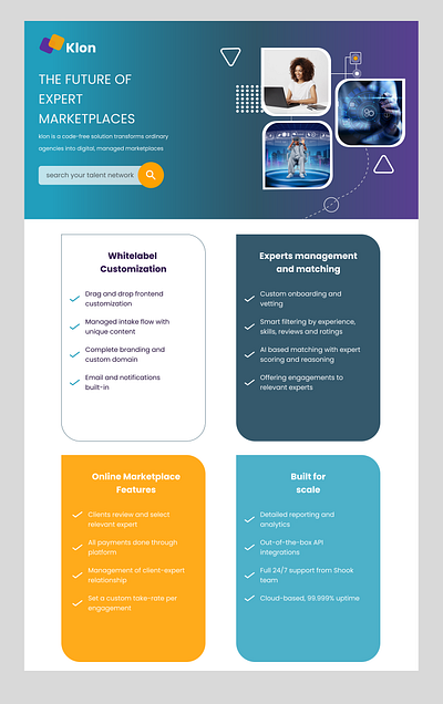 Klon- transforming ordinary agencies into digital marketplaces branding ui uiux ux