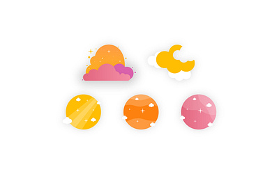 Mini illustrations clouds and stars cloud cute design illustration logo shadow star vector