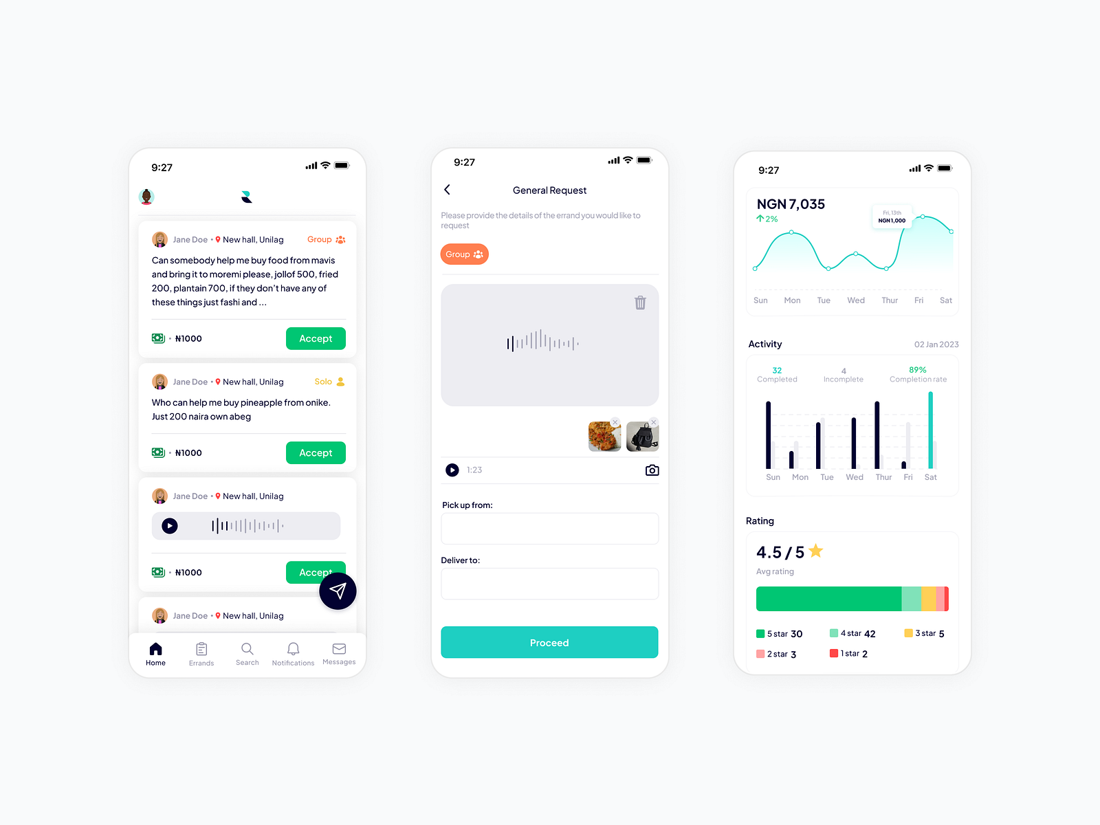 Errand Running Mobile App by Adebanjo Ifeoluwa on Dribbble