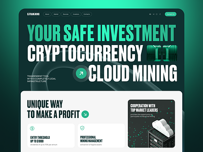 Cloud mining landing page crypto daily design homepage landing page mining nft ui web webdesign website
