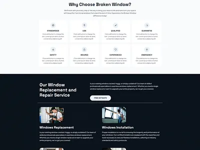 Broken Doors &Windows Replacement & Installation Landing Page branding design landing page lead generation template wordpress