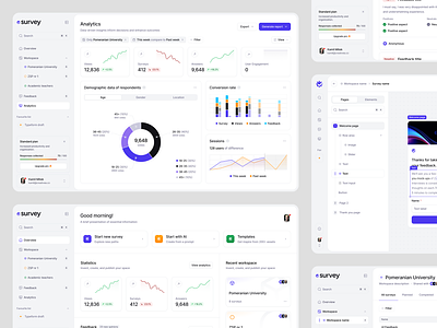 Survey - product design analytics build builder chart create creator dashboard feedback form input managment overview product questions responses sidebar statistics survey typeform ui