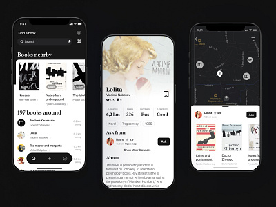 xBooks - booksharing mobile app concept aesthetic app black and white books classic clean design figma minimalistic mobile mobile app mobile interfaces product design ui ux