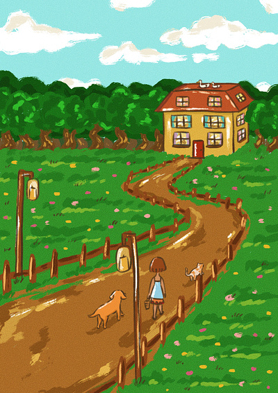 Countryside life🌳 artist childrenillustration illustrator
