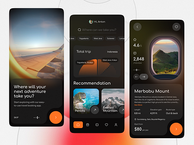 Mlaku - Travel Mobile App adventure app appdesign booking camp design destination figma mobile mobile ui mobileapp plan tourism travel traveler trip ui uiux ux vacation