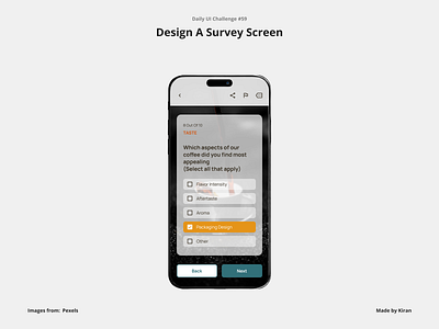 Daily UI Challenge #59 design feedback form form design green mobile design options orange question questionnaire survey ui uichallenge ux uxdesigner uxui