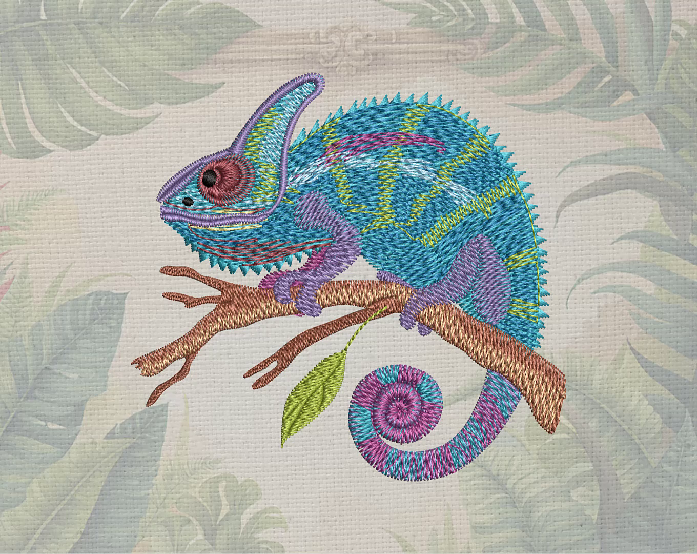 Chameleon machine embroidery design by Marina on Dribbble