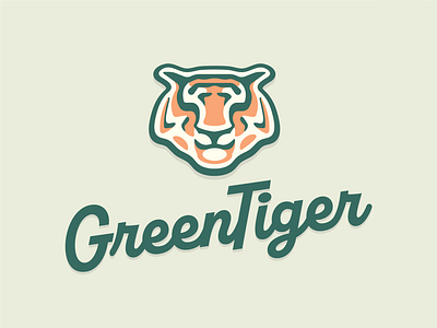 Green Tiger botanical brand mark branding cat dispensary green identity illustration lettering logo logo design mascot patch retro signage tiger typography vintage wild