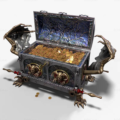 Chest vampire with coins 3D mode