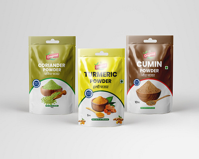 Turmeric, cumin powder are spices cumin poder pouch packaging cumin pouch cumin powder are spices. graphic design new pouch deisgn turmeric pouch packaging