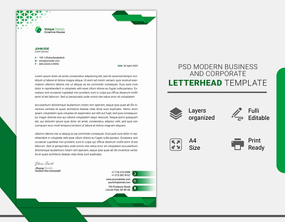 PSD Modern Business & Corporate LETTERHEAD Template branding business corporate design editable graphic design invoice letterhead logo offical office template vector