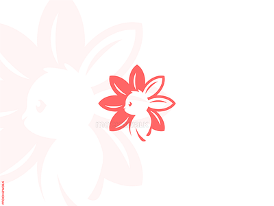 Rabbit and Flower animal bunny creative cute design flower iconic logo logodesign logomark pet plant playful rabbit unique