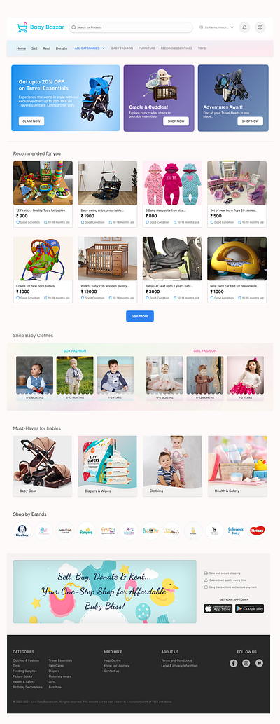 Web Page for Baby Bazzar app